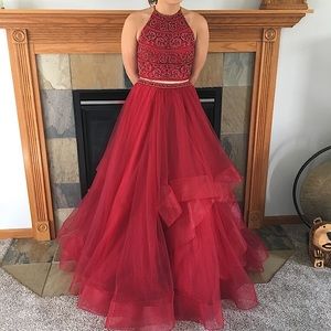 Red two-piece formal/ prom dress